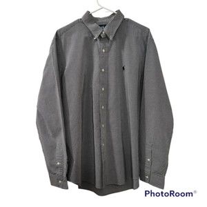 Ralph Lauren Mens Black Blaire Gingham Check LS Custom Fit Shirt Size XL